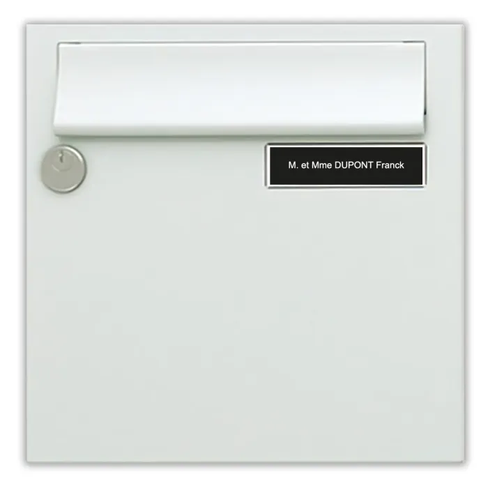 plaque ou etiquette boite aux lettres 1 ligne - blanche 100x25mm